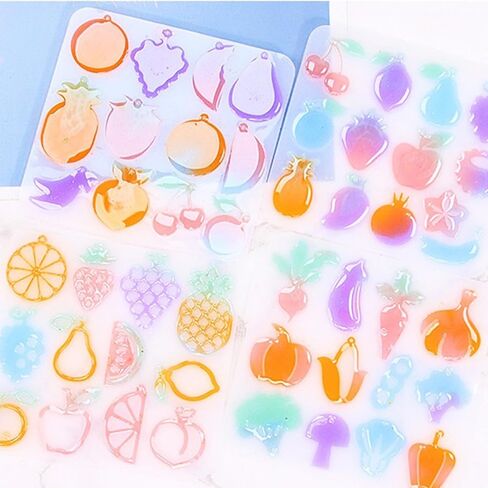 4 Piece Resin Earring Molds for DIY Jewelry Making Includes 49 Fruit Shaped Resin Molds with Holes for Keychains Earrings Necklaces Pendants Craft Supplies Perfect for Artistic Gifts in Saudi Arabia