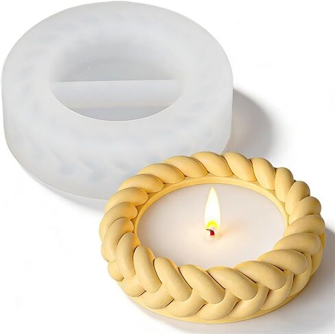 3D Woven Rope Resin Candle Holder Mold Silicone Coaster Molds for Resin Tray Mold Cute Knot Silicone Concrete Molds for Crafts DIY Jewelry Plate Plaster Coaster Candle Jar Mould Home Decorations in Saudi Arabia
