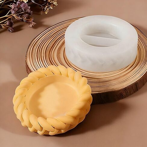 3D Woven Rope Resin Candle Holder Mold Silicone Coaster Molds for Resin Tray Mold Cute Knot Silicone Concrete Molds for Crafts DIY Jewelry Plate Plaster Coaster Candle Jar Mould Home Decorations in Saudi Arabia