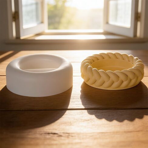 3D Woven Rope Resin Candle Holder Mold Silicone Coaster Molds for Resin Tray Mold Cute Knot Silicone Concrete Molds for Crafts DIY Jewelry Plate Plaster Coaster Candle Jar Mould Home Decorations in Saudi Arabia