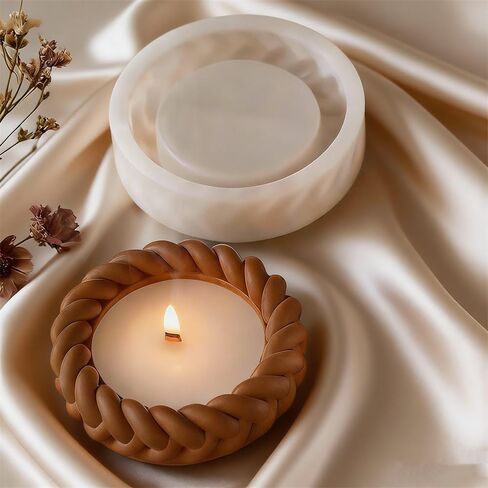 3D Woven Rope Resin Candle Holder Mold Silicone Coaster Molds for Resin Tray Mold Cute Knot Silicone Concrete Molds for Crafts DIY Jewelry Plate Plaster Coaster Candle Jar Mould Home Decorations in Saudi Arabia