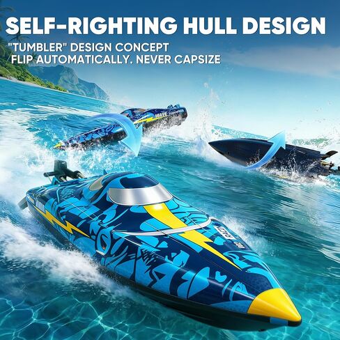 16 Inch High-Speed Brushless RC Boat for Adults & Kids, 40+ KPH Large Fast Remote Control Boat for Pools, Lakes & Rivers, with LED Lights, Waterproof Design, Auto Flip and 2*1500mAh Batteries in Saudi Arabia