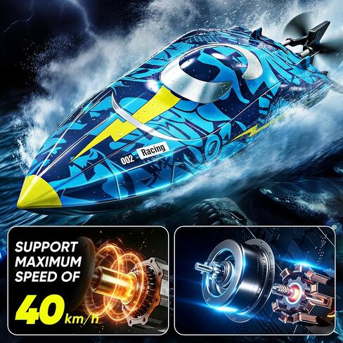16 Inch High-Speed Brushless RC Boat for Adults & Kids, 40+ KPH Large Fast Remote Control Boat for Pools, Lakes & Rivers, with LED Lights, Waterproof Design, Auto Flip and 2*1500mAh Batteries in Saudi Arabia