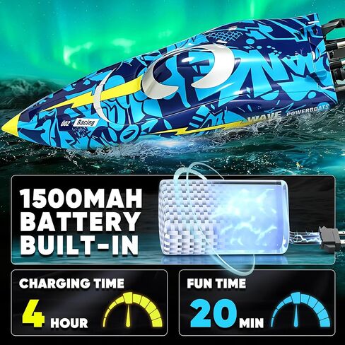 16 Inch High-Speed Brushless RC Boat for Adults & Kids, 40+ KPH Large Fast Remote Control Boat for Pools, Lakes & Rivers, with LED Lights, Waterproof Design, Auto Flip and 2*1500mAh Batteries in Saudi Arabia