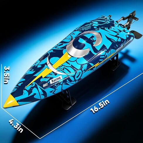 16 Inch High-Speed Brushless RC Boat for Adults & Kids, 40+ KPH Large Fast Remote Control Boat for Pools, Lakes & Rivers, with LED Lights, Waterproof Design, Auto Flip and 2*1500mAh Batteries in Saudi Arabia
