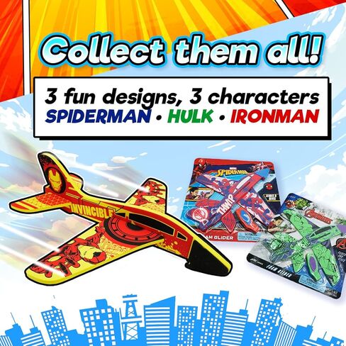 JA-RU Marvel Foam Glider Toy. (1 Spiderman Glider) Launching Airplane Toy For Kids. Glides & Dives High. (Pack of 1) Classroom Prize, Gag Gift, Avengers Game, Party Favor 6840-1A in Saudi Arabia