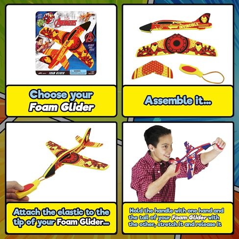 JA-RU Marvel Foam Glider Toy. (1 Spiderman Glider) Launching Airplane Toy For Kids. Glides & Dives High. (Pack of 1) Classroom Prize, Gag Gift, Avengers Game, Party Favor 6840-1A in Saudi Arabia