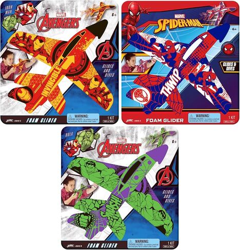 JA-RU Marvel Foam Glider Toy. (1 Spiderman Glider) Launching Airplane Toy For Kids. Glides & Dives High. (Pack of 1) Classroom Prize, Gag Gift, Avengers Game, Party Favor 6840-1A in Saudi Arabia