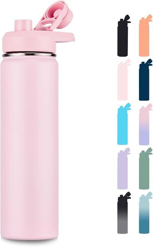 24oz Insulated Water Bottle with Handle, 304 Stainless Steel Water Bottles with Wide Mouth, Double Wall Vacuum Sports Water Bottle, BPA Free, Keep Cold and Hot, Blue&Black in Saudi Arabia