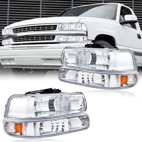 Headlight Assembly for 2004-2012 Chevy Colorado/GMC Canyon Pair of Driver Left & Passenger Right Side Replacement Bumper Lamp Set 15147930 Chrome Housing Amber Reflector in Saudi Arabia