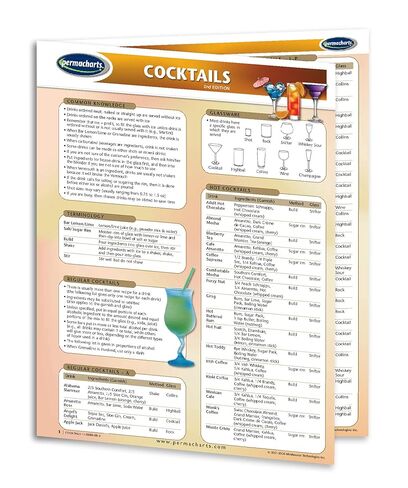 Cocktails - Bartending Guide- Food and Drink Quick Reference Guide by Permacharts in Saudi Arabia