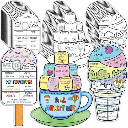 All About Me Posters - 36 Pcs Star Student of the Week School Poster for Self-Introduction Back to School Self-Introduction Poster Elementary Kindergarten Preschool Posters for School Classroom Decor in Saudi Arabia