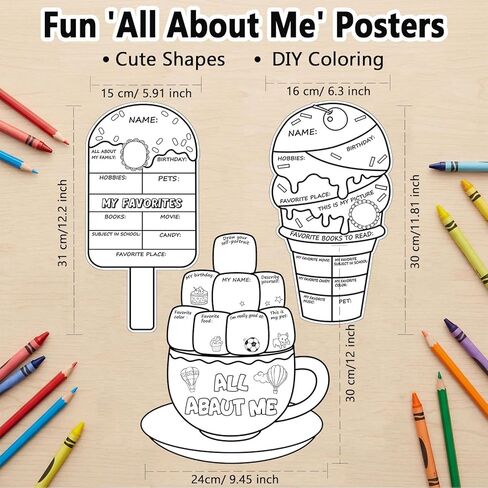 All About Me Posters - 36 Pcs Star Student of the Week School Poster for Self-Introduction Back to School Self-Introduction Poster Elementary Kindergarten Preschool Posters for School Classroom Decor in Saudi Arabia