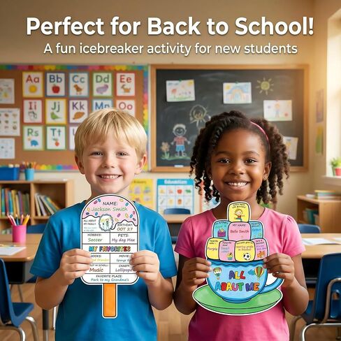 All About Me Posters - 36 Pcs Star Student of the Week School Poster for Self-Introduction Back to School Self-Introduction Poster Elementary Kindergarten Preschool Posters for School Classroom Decor in Saudi Arabia