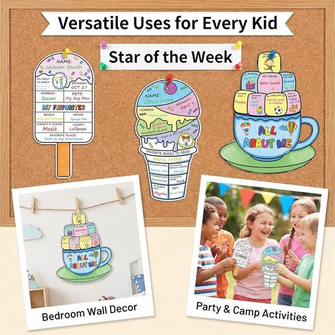 All About Me Posters - 36 Pcs Star Student of the Week School Poster for Self-Introduction Back to School Self-Introduction Poster Elementary Kindergarten Preschool Posters for School Classroom Decor in Saudi Arabia