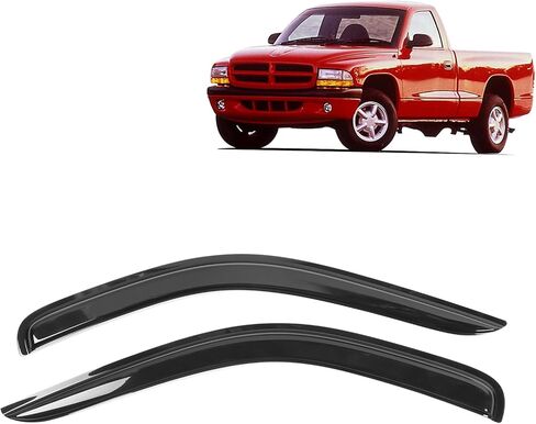 FREEMOTOR802 Tape-on Car Window Deflectors Fits 1997-2004 Dodge Dakota Standard Cab (Regular Cab), Rain Guards Side Window Visors Wind Deflectors Vent Visors Slim Style Smoke Tinted Acrylic 2 PCS in Kuwait