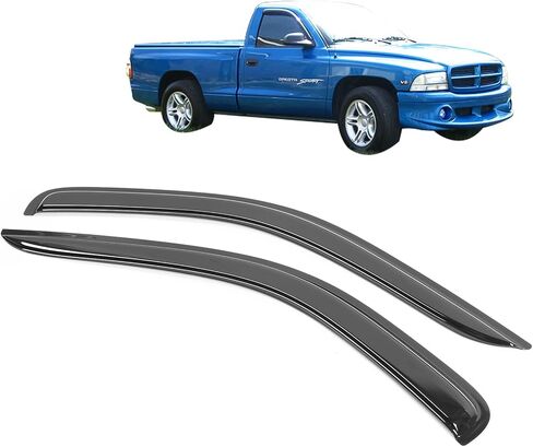 FREEMOTOR802 Tape-on Car Window Deflectors Fits 1997-2004 Dodge Dakota Standard Cab (Regular Cab), Rain Guards Side Window Visors Wind Deflectors Vent Visors Slim Style Smoke Tinted Acrylic 2 PCS in Kuwait