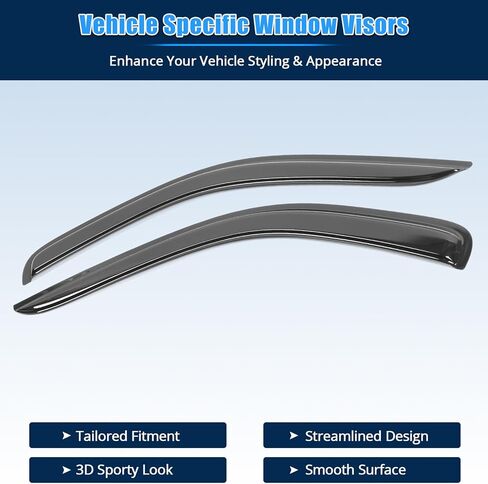 FREEMOTOR802 Tape-on Car Window Deflectors Fits 1997-2004 Dodge Dakota Standard Cab (Regular Cab), Rain Guards Side Window Visors Wind Deflectors Vent Visors Slim Style Smoke Tinted Acrylic 2 PCS in Kuwait