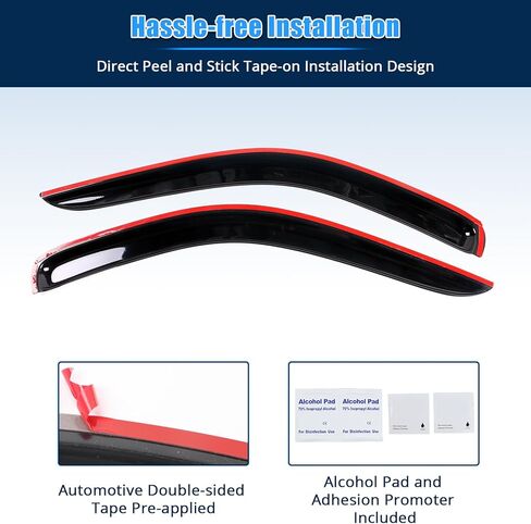FREEMOTOR802 Tape-on Car Window Deflectors Fits 1997-2004 Dodge Dakota Standard Cab (Regular Cab), Rain Guards Side Window Visors Wind Deflectors Vent Visors Slim Style Smoke Tinted Acrylic 2 PCS in Kuwait