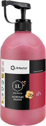 Artecho Titanium White Acrylic Paint 1000ml (33.8 fl oz) with Pump Dispenser – High Pigment for Exceptional Coverage, Large Bottle Craft Paint for Canvas, Wood, Rocks, Fabric, Ceramic – Non-Toxic in Saudi Arabia