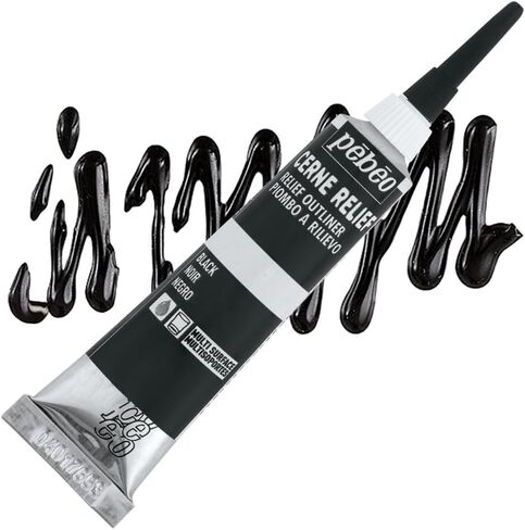 Pebeo Vitrail Cerne Relief Dimensional Paint Black - 20ml 2 Pack Stained Glass & Modern Art Craft Supplies Art Set for Mixed Media, Canvas, Metal, Acrylic, and Glass DIY Paint Set with Ebook in Saudi Arabia