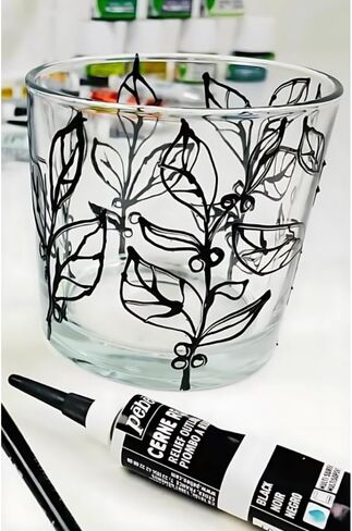 Pebeo Vitrail Cerne Relief Dimensional Paint Black - 20ml 2 Pack Stained Glass & Modern Art Craft Supplies Art Set for Mixed Media, Canvas, Metal, Acrylic, and Glass DIY Paint Set with Ebook in Saudi Arabia