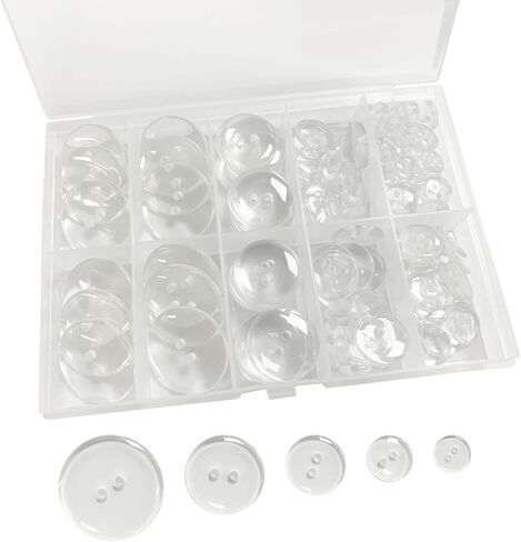 100 Pcs Resin Clear Buttons, 5 Mixed Sizes of Sewing Buttons, 2 Holes Craft Button for Sewing, Suits, DIY and Decoration in Saudi Arabia