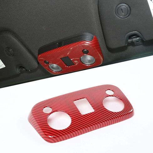 CheroCar Red Carbon Fiber Front Roof Reading Lamp Light Trim Cover Panel Decoration Decals Sticker Interior Accessories for 2009-2026 Ford Mustang in Kuwait