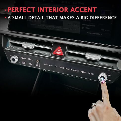 2PCS Crystal Knob Cover Trim Set - Zinc Alloy Rhinestone Bling Interior Accessories, Control Knob Caps Compatible with 2026+ Kia Sportage, 2025+ Kia K5, Carnival, Sorento, EV6, NIRO EV in Saudi Arabia