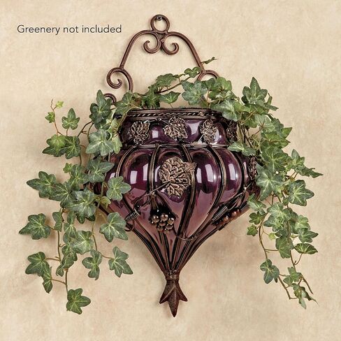 Touch of Class Grape Vase Wall Accent - Metal, Glass - Purple, Antique Bronze - Vineyard Grapevines and Leaves Decor for Bedroom, Living Room, Dining Room, Kitchen, Sunroom in Saudi Arabia