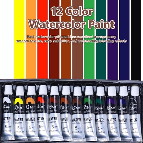 New Tobios Mini Watercolor Paint Set Portable,Mini Travel Watercolor Palette Set,Pocket Artist Acrylic colour Sets with Watercolor Pens,Binder Clips, Include 12 Colors Paint for Beginners Artists Students in Saudi Arabia