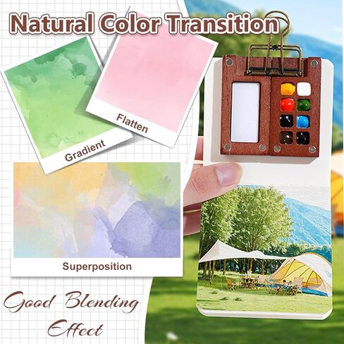 New Tobios Mini Watercolor Paint Set Portable,Mini Travel Watercolor Palette Set,Pocket Artist Acrylic colour Sets with Watercolor Pens,Binder Clips, Include 12 Colors Paint for Beginners Artists Students in Saudi Arabia