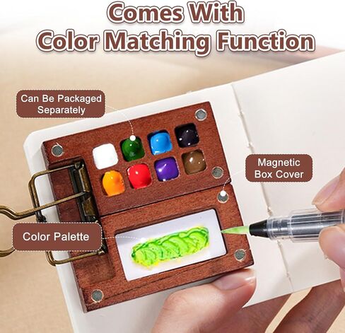New Tobios Mini Watercolor Paint Set Portable,Mini Travel Watercolor Palette Set,Pocket Artist Acrylic colour Sets with Watercolor Pens,Binder Clips, Include 12 Colors Paint for Beginners Artists Students in Saudi Arabia