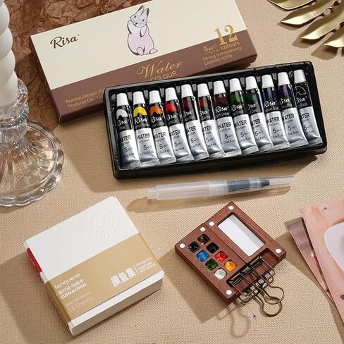 New Tobios Mini Watercolor Paint Set Portable,Mini Travel Watercolor Palette Set,Pocket Artist Acrylic colour Sets with Watercolor Pens,Binder Clips, Include 12 Colors Paint for Beginners Artists Students in Saudi Arabia