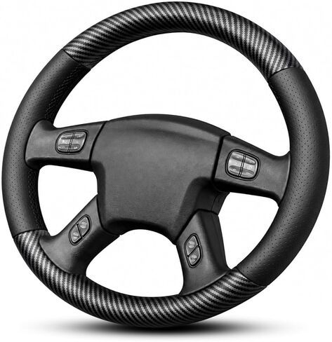 Hand Stitch Steering Wheel Cover | Heavy Duty Customized Fit for Fit for Chevy Silverado 1500/2500/3500 2003-2006 /Trailblazer 2002-2009 Anti-Slip Perforated Leather Black in Saudi Arabia