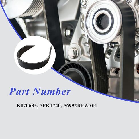 حزام قيادة محرك اعوج من AUCERAMIC مناسب 2010-2011 لسيارة Honda CR-V LX EX EX-L 2.4L استبدال # K070685, 7PK1740, 56992REZA01 in Kuwait