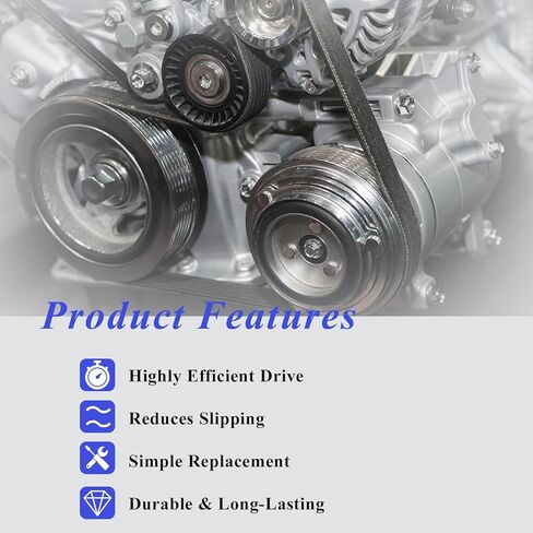 حزام قيادة محرك اعوج من AUCERAMIC مناسب 2010-2011 لسيارة Honda CR-V LX EX EX-L 2.4L استبدال # K070685, 7PK1740, 56992REZA01 in Kuwait