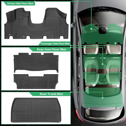 سجادات أرضية لسيارة Honda Odyssey 2005 2006 2007 2008 2009 2010 2011، سجادات أرضية Odyssey وبطانة البضائع، حماية من جميع الأحوال الجوية TPE، بطانة أرضية مضادة للانزلاق متوافقة مع ملحقات Honda Odyssey الأول والثاني والثالث in Kuwait