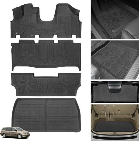 سجادات أرضية لسيارة Honda Odyssey 2005 2006 2007 2008 2009 2010 2011، سجادات أرضية Odyssey وبطانة البضائع، حماية من جميع الأحوال الجوية TPE، بطانة أرضية مضادة للانزلاق متوافقة مع ملحقات Honda Odyssey الأول والثاني والثالث in Kuwait