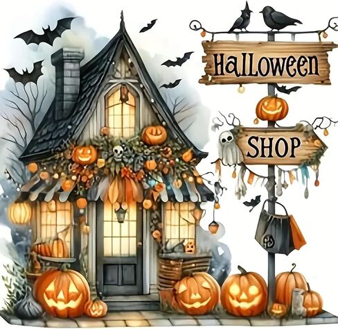 VCLKDIY Halloween Elf Pumpkin Bat Paint by Numbers Kits for Adults, DIY Canvas Paint by Numbers Kits for Adults Beginners, Acrylic Painting for Beginners Art by Numbers Home Wall Decor 16x16 Inch in Saudi Arabia