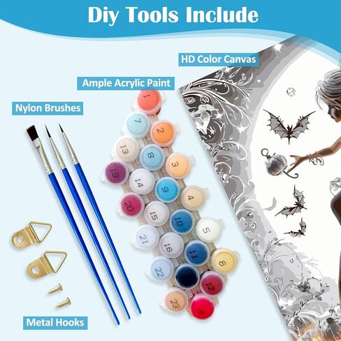 VCLKDIY Halloween Elf Pumpkin Bat Paint by Numbers Kits for Adults, DIY Canvas Paint by Numbers Kits for Adults Beginners, Acrylic Painting for Beginners Art by Numbers Home Wall Decor 16x16 Inch in Saudi Arabia