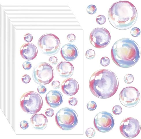 240 Pcs Bubble Stickers Assorted Size Color Bubble Paper Stickers 12 Sheets Mermaid Ocean Themed Under the Sea Birthday Party Decals for Birthday Party Favors Supplies(Iridescent) in Saudi Arabia