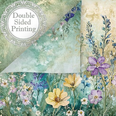 60 Sheets Spring Floral Scrapbook Paper, Double - Sides Watercolor Wildflower Decorative Craft Paper Folded Flat for Valentine Birthday Card Making Photo Album Junk Journals Supplies, 8.3'' x 5.7'' in Saudi Arabia