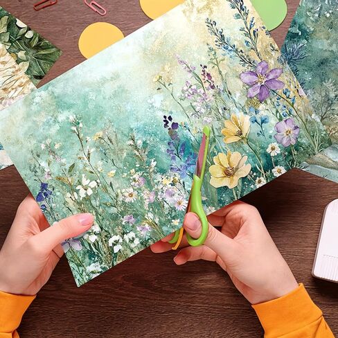 60 Sheets Spring Floral Scrapbook Paper, Double - Sides Watercolor Wildflower Decorative Craft Paper Folded Flat for Valentine Birthday Card Making Photo Album Junk Journals Supplies, 8.3'' x 5.7'' in Saudi Arabia