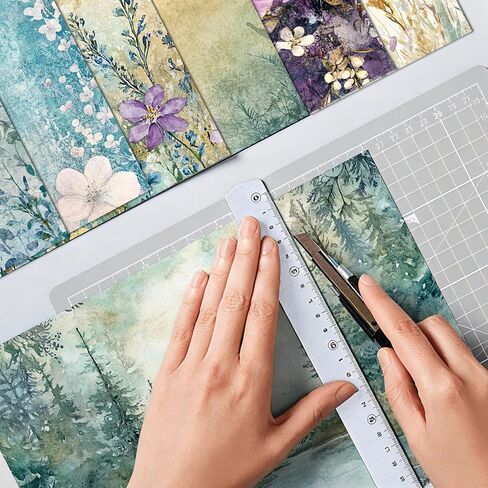 60 Sheets Spring Floral Scrapbook Paper, Double - Sides Watercolor Wildflower Decorative Craft Paper Folded Flat for Valentine Birthday Card Making Photo Album Junk Journals Supplies, 8.3'' x 5.7'' in Saudi Arabia