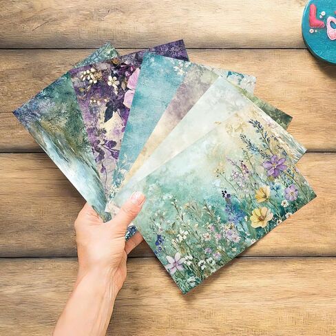 60 Sheets Spring Floral Scrapbook Paper, Double - Sides Watercolor Wildflower Decorative Craft Paper Folded Flat for Valentine Birthday Card Making Photo Album Junk Journals Supplies, 8.3'' x 5.7'' in Saudi Arabia