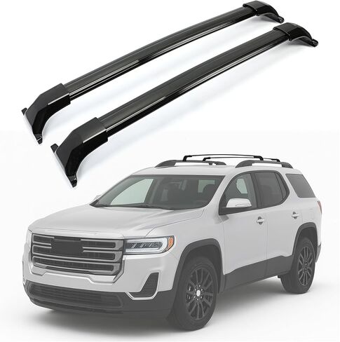 ALMULOO 220lbs رفوف السقف المتقاطعة المتوافقة مع GMC Acadia 2017-2023 قضبان السقف العارضة الأمتعة الناقل البضائع الألومنيوم المطلي بمسحوق in Kuwait