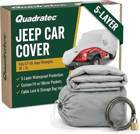 Quadratec Softbond 5-Layer Car Cover - Fits Jeep Wrangler JK & JL 2007-2026 - Jeep Cover Jeep Wrangler Cover Jeep Wrangler Rain Cover Jeep Wrangler Rain Cover - Includes Storage Tote in Saudi Arabia