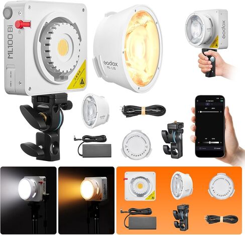 Godox70W LED Video Light ML60IIBi,2800-5600K,CRI 96+ TLCI97+ 13000LUX,Portable Continous Output Lighting for Studio Live Streaming Video Recording, Wedding,Indoor & Outdoor Shooting... in Saudi Arabia