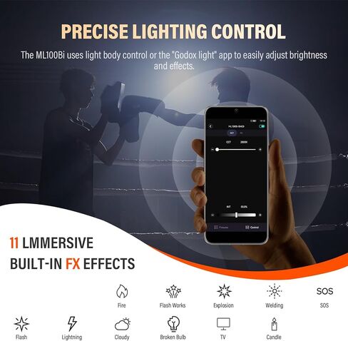 Godox70W LED Video Light ML60IIBi,2800-5600K,CRI 96+ TLCI97+ 13000LUX,Portable Continous Output Lighting for Studio Live Streaming Video Recording, Wedding,Indoor & Outdoor Shooting... in Saudi Arabia